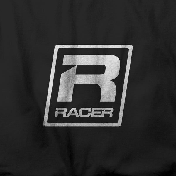 RACER White Skewed Logo - Short Sleeve Hanes Beefy T