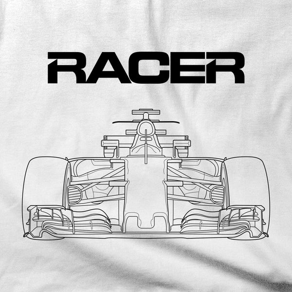 Grand Prix Car Line Art 2 - White Short Sleeve Hanes Beefy T