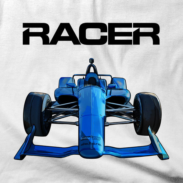 2018 Indy Car Illustrated White Short Sleeve Hanes Beefy-T