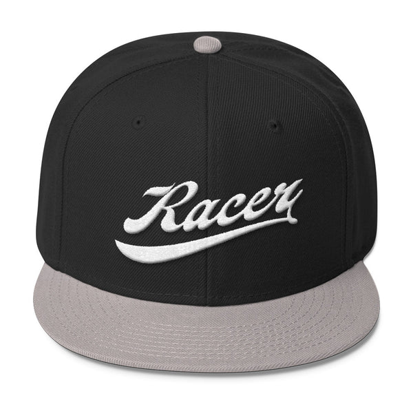 RACER Vintage Script White Wool Blend Snapback - 5 colors