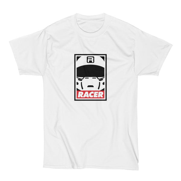 RACER Helmet Icon - White Short Sleeve Hanes Beefy T