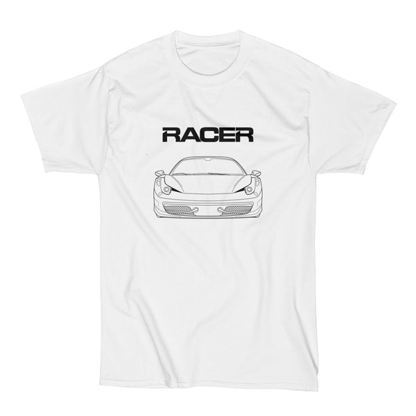 Ferrari 458 Line Art - White Short Sleeve Hanes Beefy-T