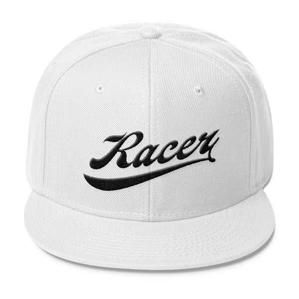 RACER Vintage Script Black Wool Blend Snapback - 4 colors