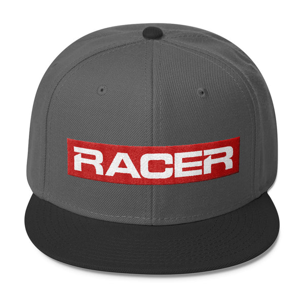 RACER Red & White Logo Wool Blend Snapback - 7 colors