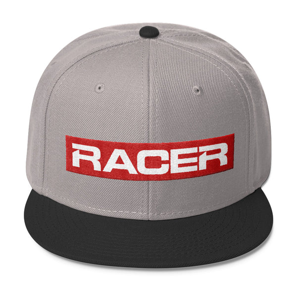 RACER Red & White Logo Wool Blend Snapback - 7 colors