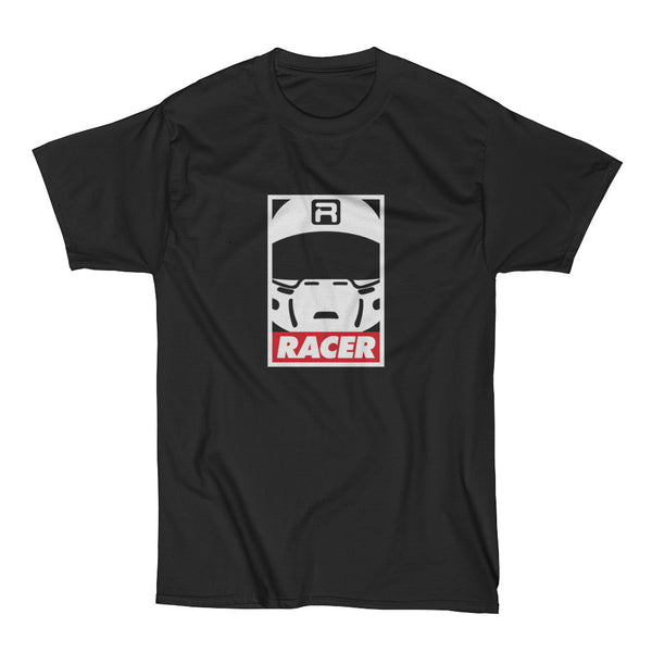 RACER Helmet Icon - Black Short Sleeve Hanes Beefy T