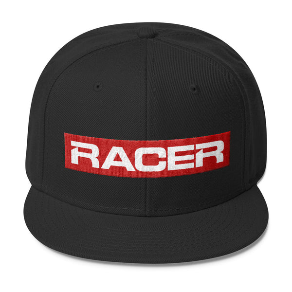RACER Red & White Logo Wool Blend Snapback - 7 colors