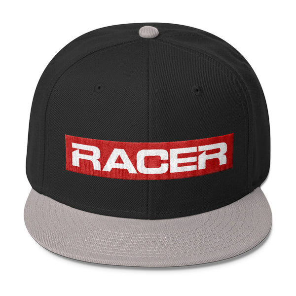RACER Red & White Logo Wool Blend Snapback - 7 colors