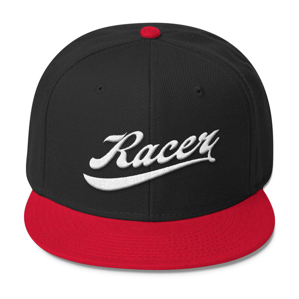 RACER Vintage Script White Wool Blend Snapback - 5 colors