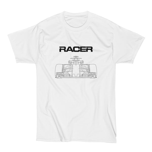 Grand Prix Car Line Art 2 - White Short Sleeve Hanes Beefy T