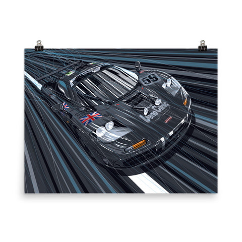 1995 McLaren F1 GTR Le Mans Rain Poster