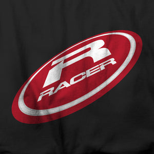 "Flying Disk" Red RACER Logo - Short Sleeve Black Hanes Beefy T