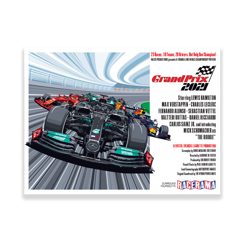 Retro Grand Prix Movie Poster - 60" x 40" Artist Signed and Numbered Edition of 30
