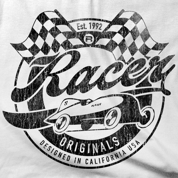 Vintage Look RACER Originals Short Sleeve White Hanes Beefy-T
