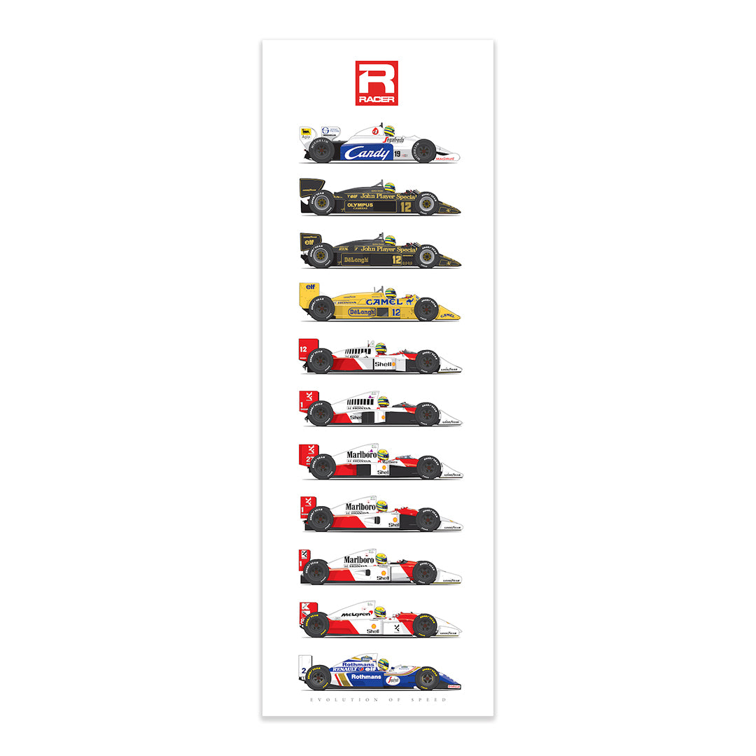 Ayrton Senna Evolution of Speed Poster