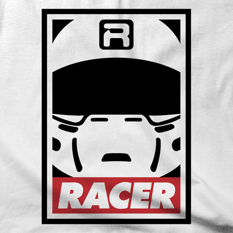 RACER Helmet Icon - White Short Sleeve Hanes Beefy T