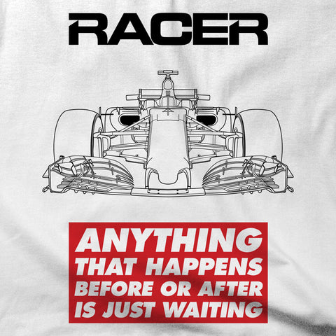 Grand Prix Car "Just Waiting" Short Sleeve White Hanes Beefy-T