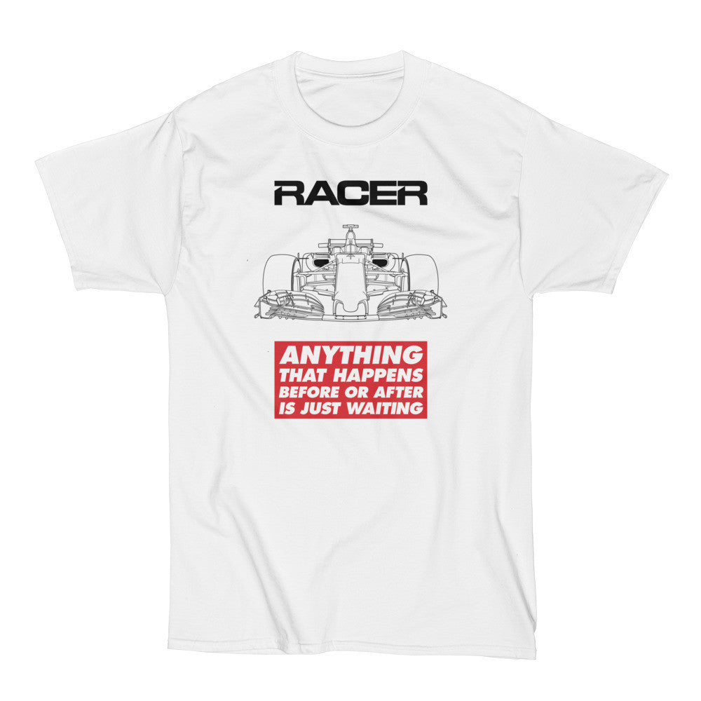 Grand Prix Car "Just Waiting" Short Sleeve White Hanes Beefy-T