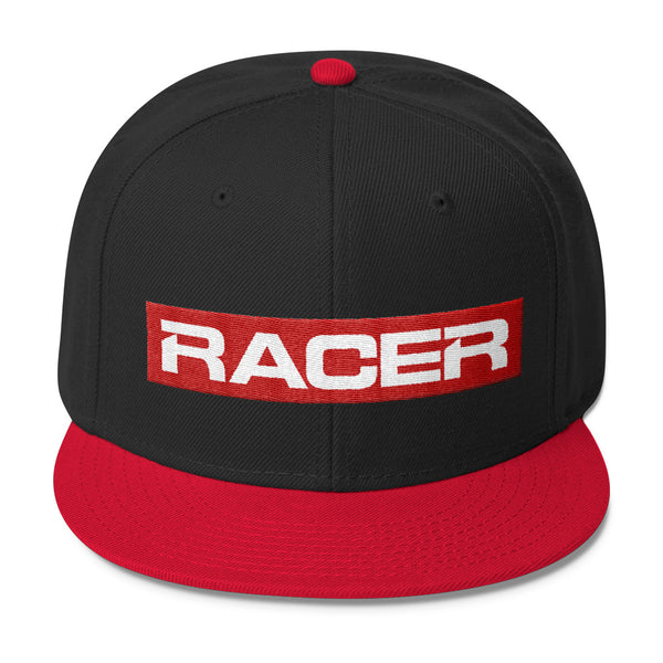 RACER Red & White Logo Wool Blend Snapback - 7 colors