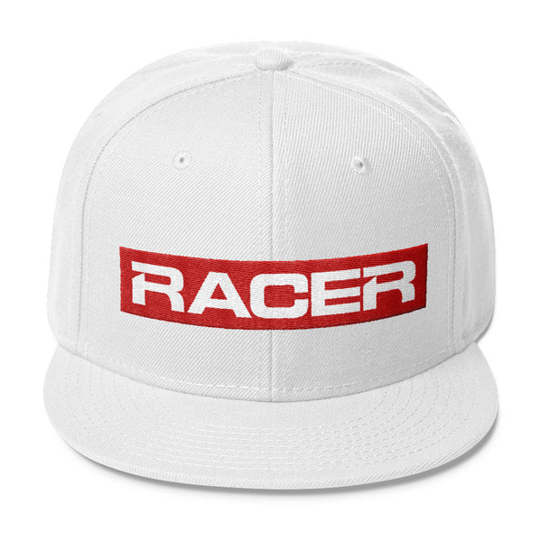 RACER Red & White Logo Wool Blend Snapback - 7 colors