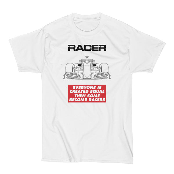 Grand Prix Car "Some Become Racers" Short Sleeve White Hanes Beefy-T
