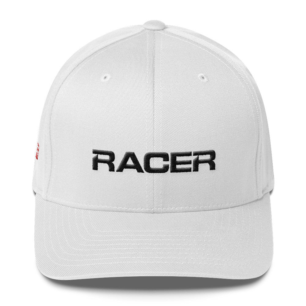 RACER Horizontal Logo Black Structured Twill Cap