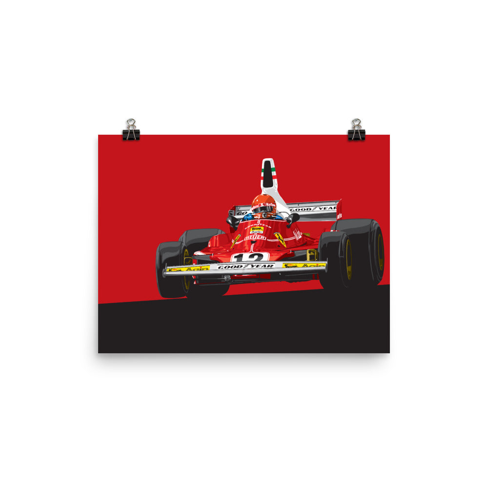 Niki Lauda 1975 Ferrari 312T Poster